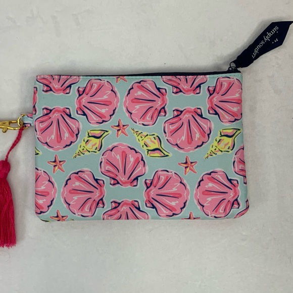 Simply Southern Wristlet Photo Coastal Shells Tropical Travel Wallet Pink Blue - Picture 2 of 9